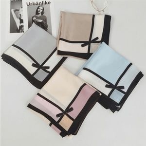 Cream Bowtie Design Silk Scarf